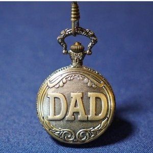 Bronze Tone DAD Pocket Watch for Men -WORKS, TICKS (3a4)